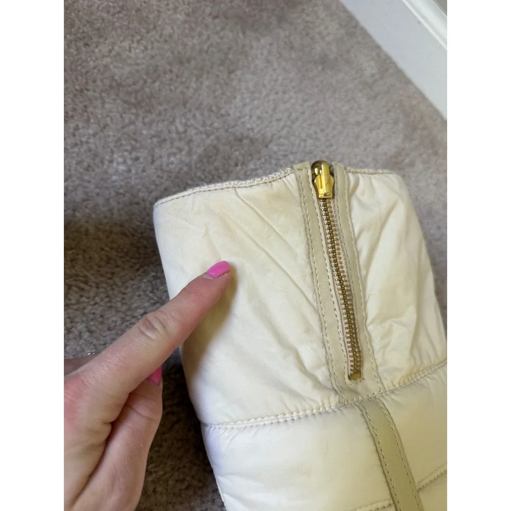 UGG Australia Wedge Boots Foldover Quilted Leather Sheepskin Cream Womens‎ 9